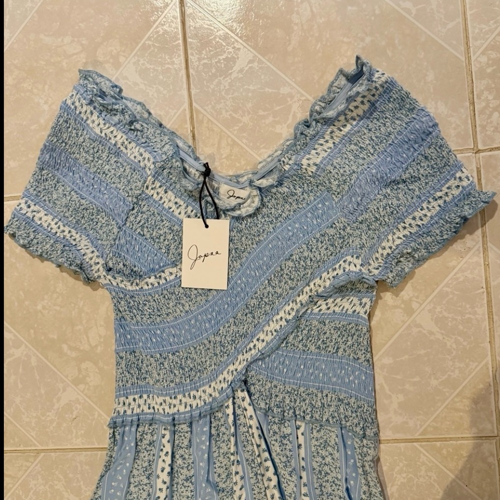 🆕 Japna Surplice Smocked Wide Leg Jumpsuit - Picture 5 of 12
